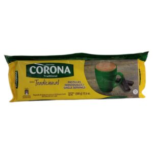 CHOCOLATE CORONA TRADICIONAL - PASTILLAS INDIVIDUALES - 18 PASTILLAS - 400 GRAMOS